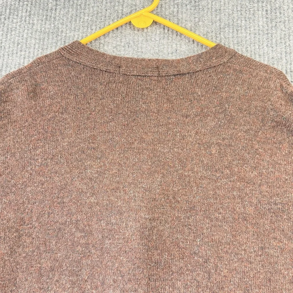 Vintage Eddie Bauer Sweater Mens LT Brown Wool Cardigan Suede Elbow Patches USA